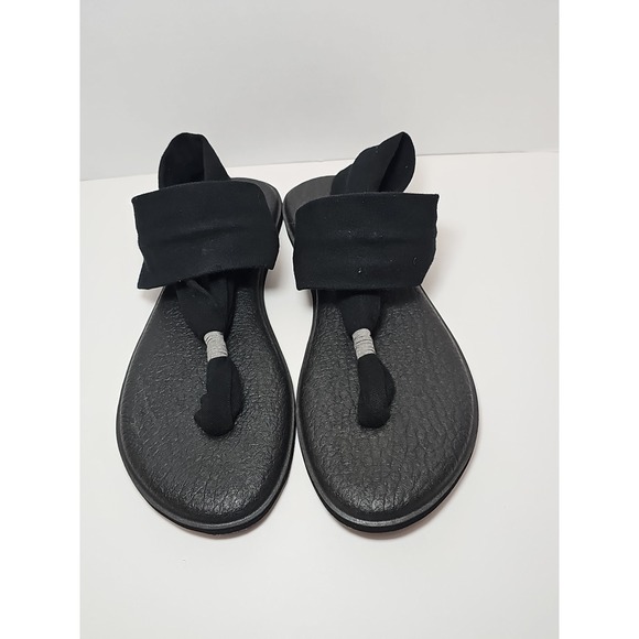 Sanuk Yoga Mat Sling Thong Flip Flop Sandals Women's Size 10 Black - Picture 10 of 10